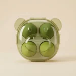 4-piece professional makeup sponge set in green cute bear-shaped breathable storage case
