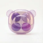 4-piece professional makeup sponge set in purple cute bear-shaped breathable storage case