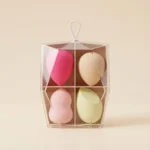 4-piece professional makeup sponge set with transparent acrylic vanity display case