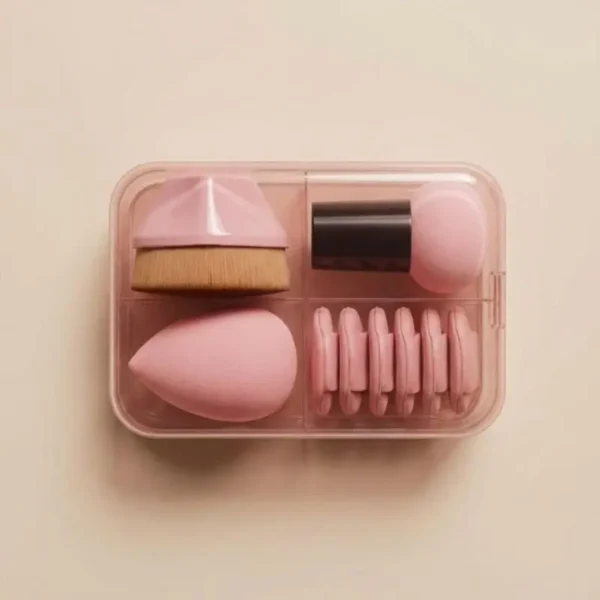 9-piece precision makeup sponge and powder puff set for professional camera-ready finish