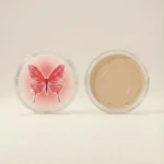Breathable round powder puff storage case with cute butterfly print design