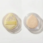 Breathable round powder puff storage case with fresh lemon print pattern