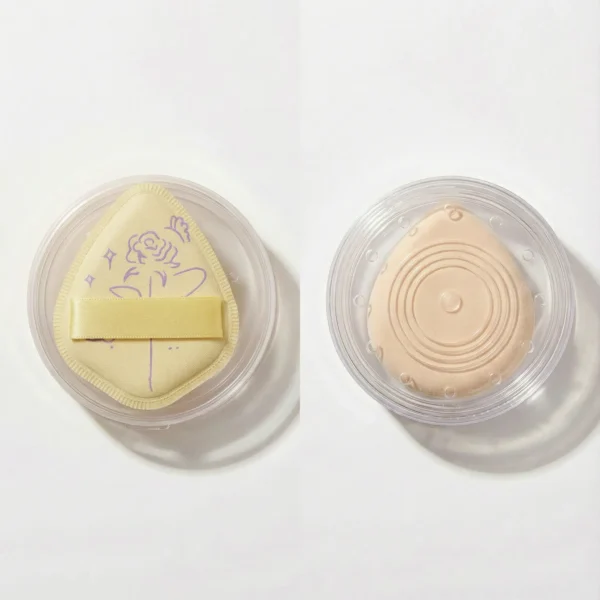 Breathable round powder puff storage case with fresh lemon print pattern