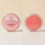 Breathable round powder puff storage case with fun watermelon print pattern