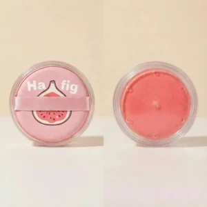Breathable round powder puff storage case with fun watermelon print pattern