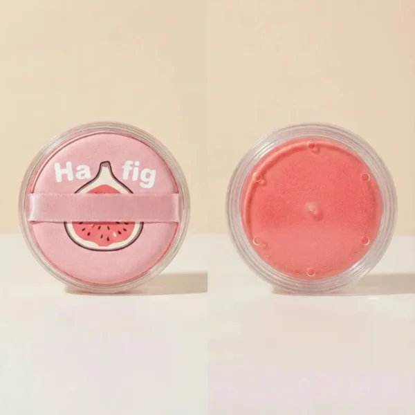 Breathable round powder puff storage case with fun watermelon print pattern